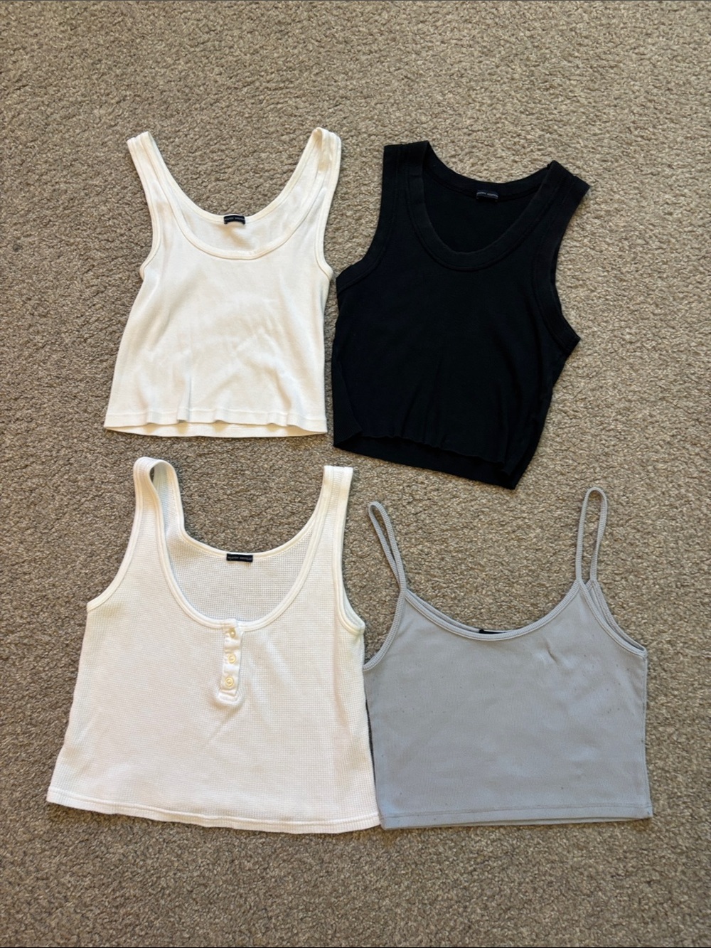 Brandy Melville Tank Top Mix — Black, White, Light Gray